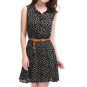 black & white floral sleeveless dress